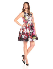 Adrianna Papell - Sleeveless Floral Printed Short Dress 41912000SC