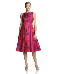 Adrianna Papell - Floral Printed Pleated A-line Dress 41889270SC