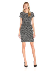 Adrianna Papell - Black Floral Lace Sheath Dress AP1D100323SC