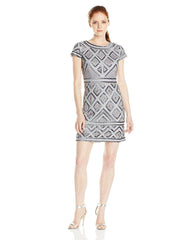 Adrianna Papell -41881410SC Short Sleeve Embellished Sheath Dress