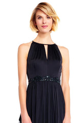 Adrianna Papell - Keyhole Front Pleated A-line Dress AP1E201701SC
