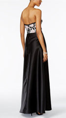 Adrianna Papell - AP1E201123SC Long Floral Bodice Sleek A-Line Dress