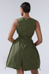 ALINA LACE UP DETAIL MAXI DRESS IN OLIVE