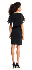 Adrianna Papell - Jewel Neck Cape Sleeve Fitted Dress AP1D100542SC