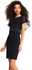 Adrianna Papell - Jewel Neck Cape Sleeve Fitted Dress AP1D100542SC