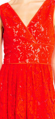 Adrianna Papell - Sleeveless V Neck Lace A-line Dress AP1D101098SC