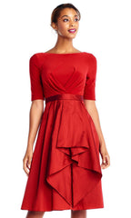 Adrianna Papell - AP1D101549SC Bateau Neck Knee Length Dress