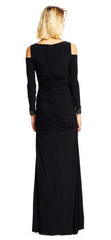 Adrianna Papell - Bateau Cold Shoulder Ruched Long Dress AP1E200716SC
