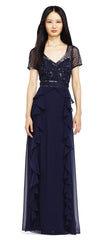 Adrianna Papell - Lace Embellished Ruffled Long Dress AP1E201086SC