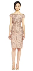 Adrianna Papell - AP1E201100SC Sequin Embellished Off-Shoulder Dress