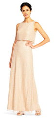 Adrianna Papell - Bateau Embellished Popover Long Gown AP1E201759SC