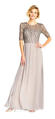 Adrianna Papell - Jewel Bedazzled Pleated A-line Dress AP1E202210SC