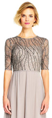 Adrianna Papell - Jewel Bedazzled Pleated A-line Dress AP1E202210SC