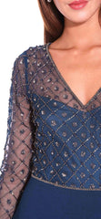 Adrianna Papell - AP1E203730SC V-Neck Lattice Ornate Gown