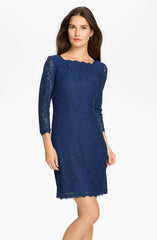 Adrianna Papell - 61864780SC Lace Scalloped Sheath Cocktail Dress