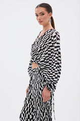 BARI CHECKERED BLOUSE