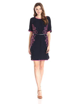 Adrianna Papell - 16PD79730SC Embroidered Bateau Cocktail Dress