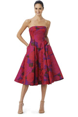 Adrianna Papell - Floral Printed Pleated Tea Length Dress 41887910SC