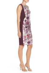 Adrianna Papell - Beaded Jewel Neck Floral Sheath Dress 41929390SC