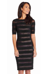Adrianna Papell - Knee Length Stripe Jersey Sheath Dress AP1D103321SC