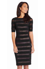 Adrianna Papell - Knee Length Stripe Jersey Sheath Dress AP1D103321SC