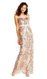 Adrianna Papell - AP1E202469SC Illusion Neck Fulle Sequined Dress