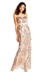 Adrianna Papell - AP1E202469SC Illusion Neck Fulle Sequined Dress
