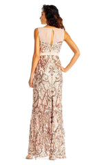 Adrianna Papell - AP1E202469SC Illusion Neck Fulle Sequined Dress