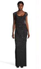 Adrianna Papell - AP1E204272SC Scoop Neck Embellished Long Dress