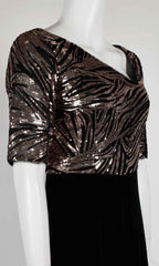 Adrianna Papell - V Neck Half Sleeves Sequined Jumpsuit AP1E206295SC