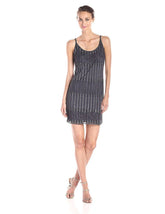 Adrianna Papell - Contrast Beaded Scoop Short Dress 41906570SC