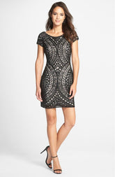 Adrianna Papell - Short Sleeve Beaded Sheath Dress 41902260SC
