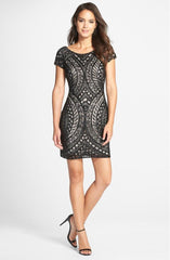 Adrianna Papell - Short Sleeve Beaded Sheath Dress 41902260SC