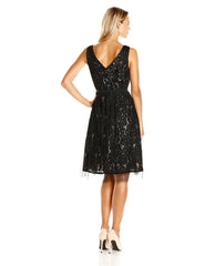 Adrianna Papell - Shirred Illusion Overlaid Lace Dress AP1D100192SC