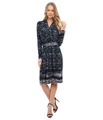Adrianna Papell - 15246570SC Long Sleeve Snake Skin Print Dress