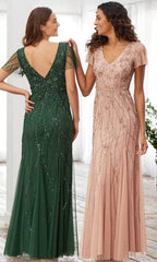 Adrianna Papell Platinum 40367 - Short Sleeved Evening Dress