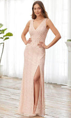Adrianna Papell Platinum 40372 - High Slit Evening Dress
