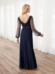 Adrianna Papell Platinum - 40398 Long Sheer Sleeves Evening Dresses