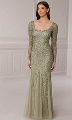 Adrianna Papell Platinum 40420 - Scoop Neck Trumpet Gown