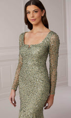 Adrianna Papell Platinum 40420 - Scoop Neck Trumpet Gown