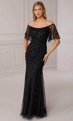 Adrianna Papell Platinum 40422 - Off Shoulder Sheath Gown