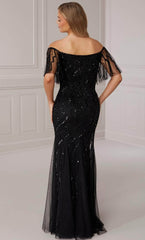 Adrianna Papell Platinum 40422 - Off Shoulder Sheath Gown