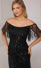 Adrianna Papell Platinum 40422 - Off Shoulder Sheath Gown
