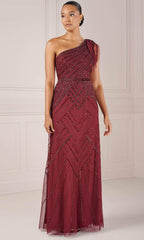 Adrianna Papell Platinum 40432 - One-Sleeve Long Sheath Dress