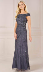 Adrianna Papell Platinum 40435 - Off-Shoulder Long A-line Dress