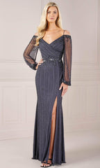 Adrianna Papell Platinum 40437 - Beaded Bishop Sleeve Dress