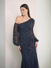 Adrianna Papell Platinum 40464 - Beaded One Shoulder Gown