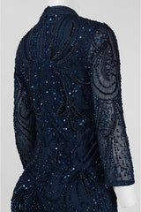 Adrianna Papell - Quarter Sleeves Beaded High Neck Dress AP1E200282SC