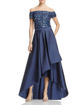 Adrianna Papell - Sequined Off Shoulder High Low Gown AP1E201583SC