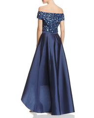 Adrianna Papell - Sequined Off Shoulder High Low Gown AP1E201583SC